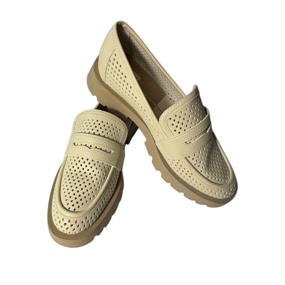 Dolce Vita Ersula Ivory Perforated Chunky Lug Sole Platform Loafers Shoes Size 9